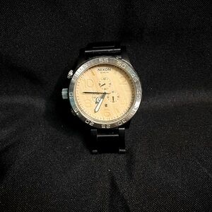 Nixon Black and Cream Chronograph Watch